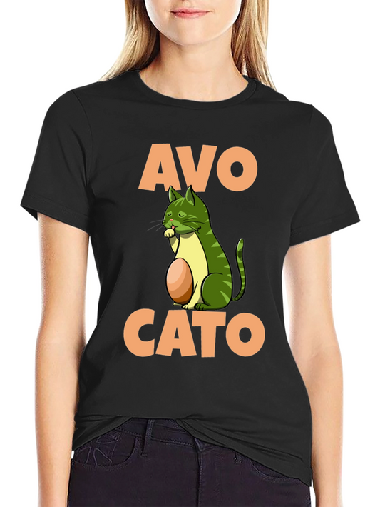 Avo Cato T-Shirt - Avocado Cat Pun Tee