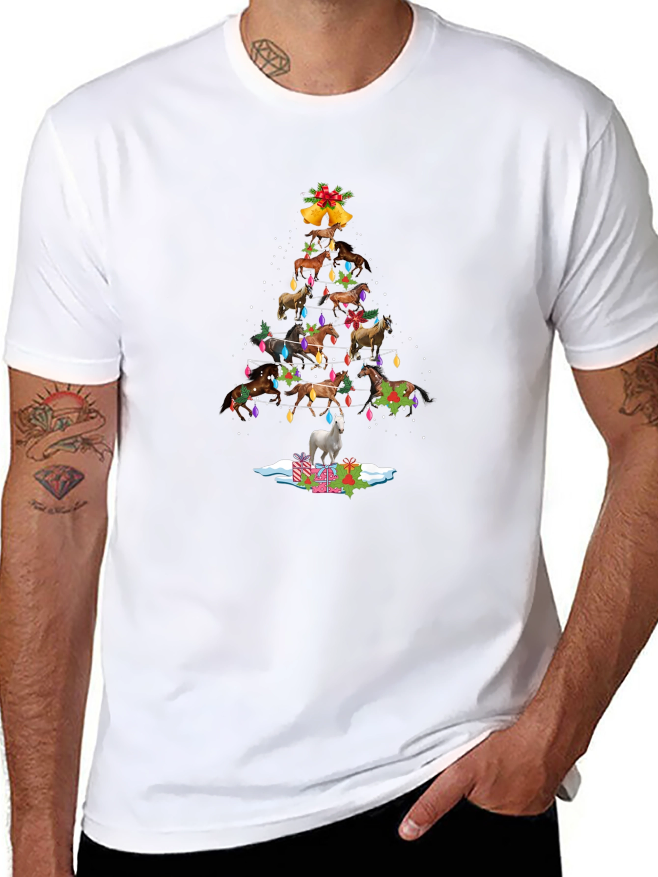 Horse Christmas Tree T-Shirt - Festive Holiday Apparel
