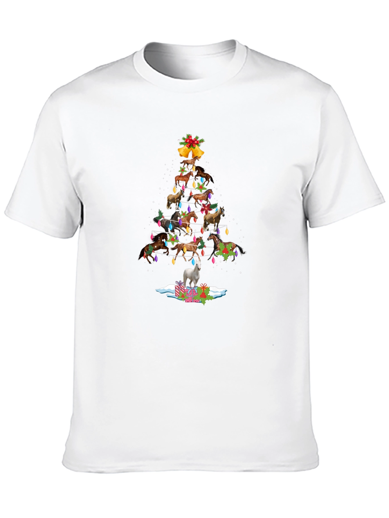 Horse Christmas Tree T-Shirt - Festive Holiday Apparel