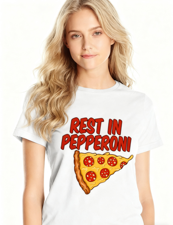 Chic Pizza Print Black T-shirt