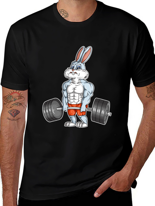 Workout Bunny Graphic T-Shirt - Black