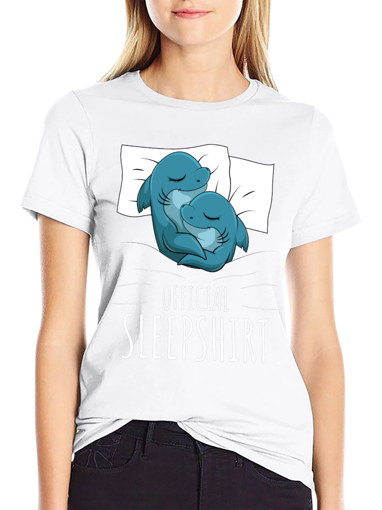 Official Sleepshirt - Cute Shark Couple T-Shirt