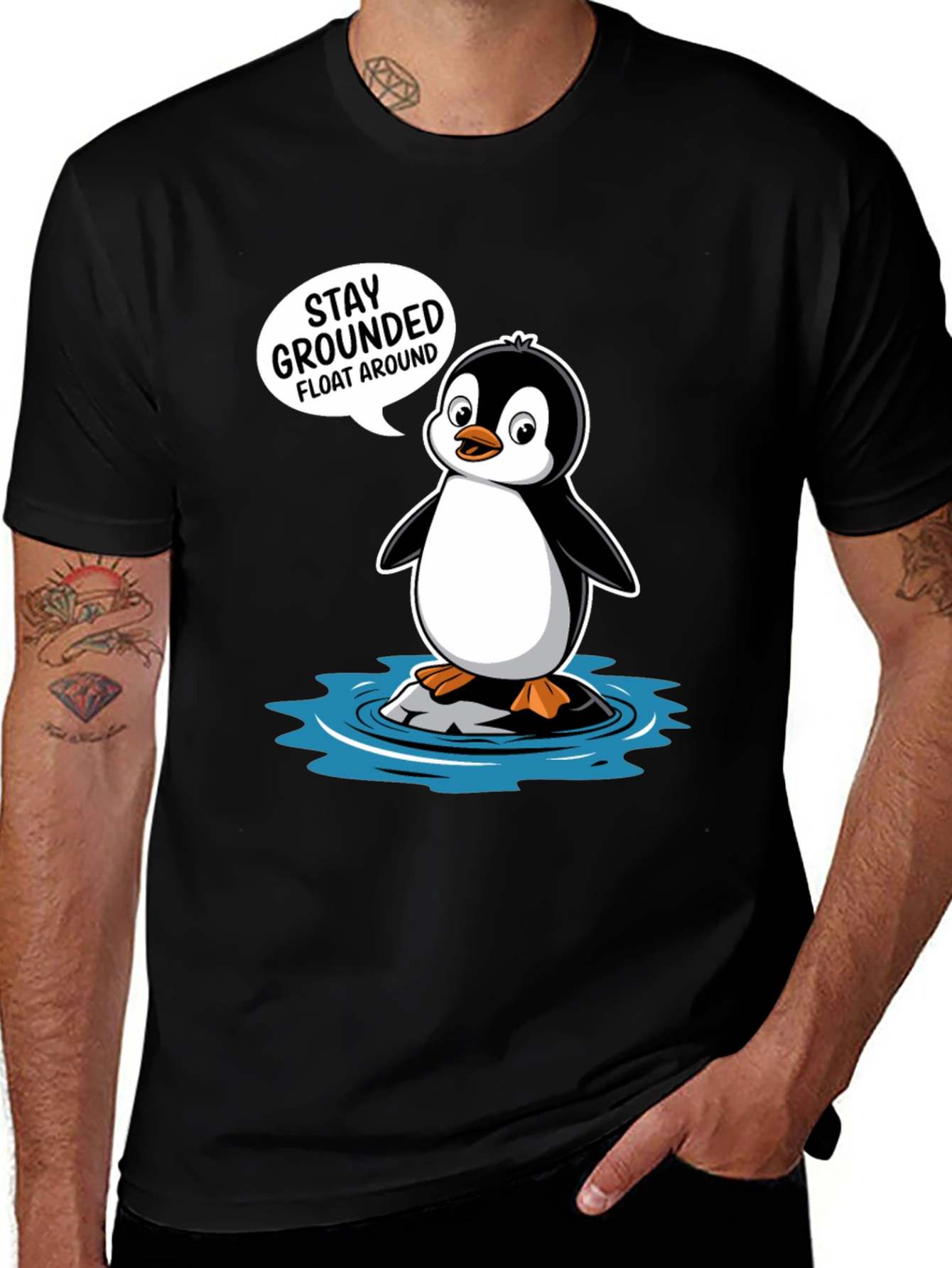 Stay Grounded Penguin Graphic T-Shirt