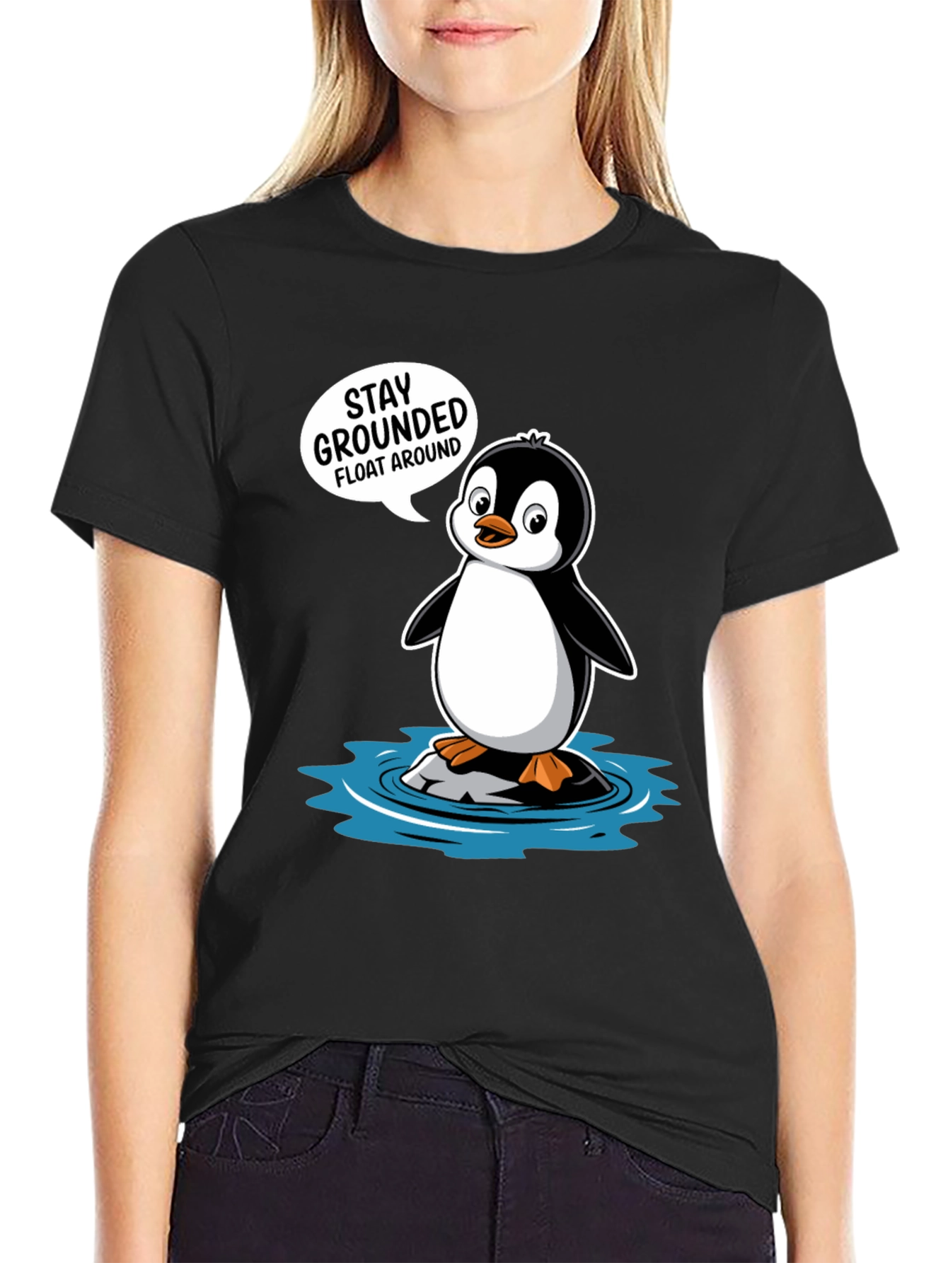 Stay Grounded Penguin Graphic T-Shirt
