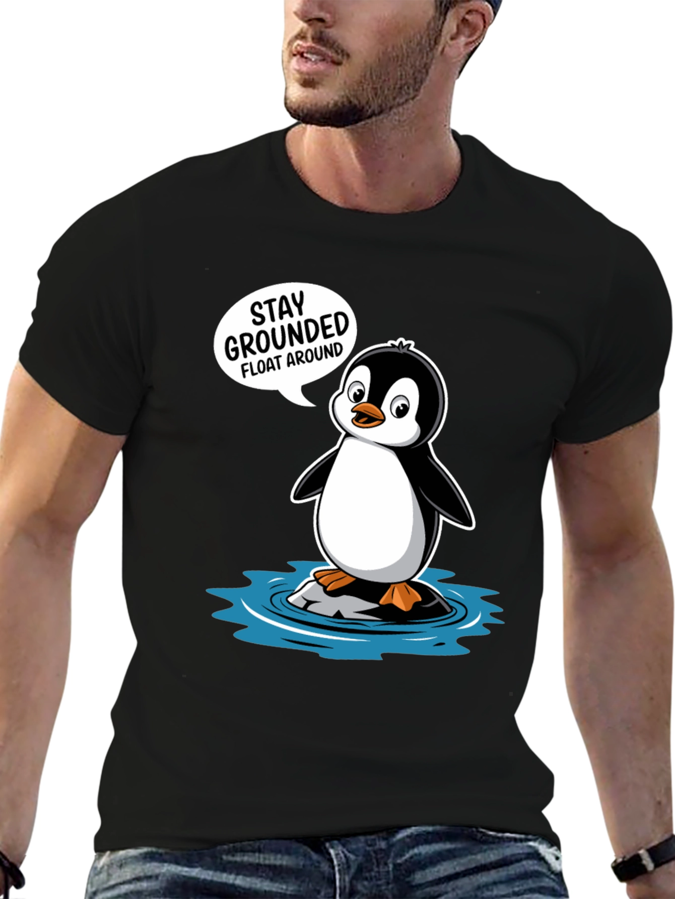 Stay Grounded Penguin Graphic T-Shirt