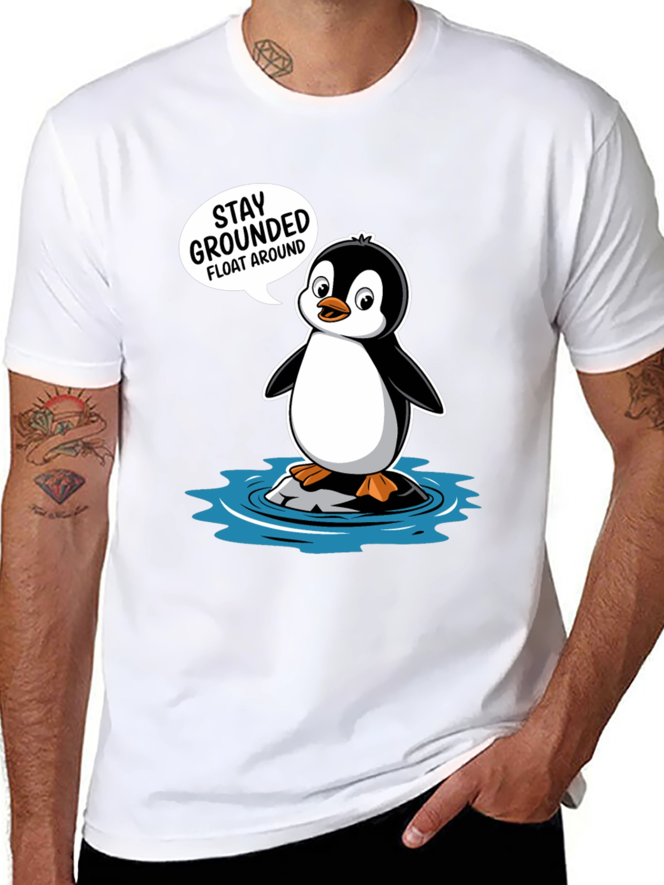 Stay Grounded Penguin Graphic T-Shirt