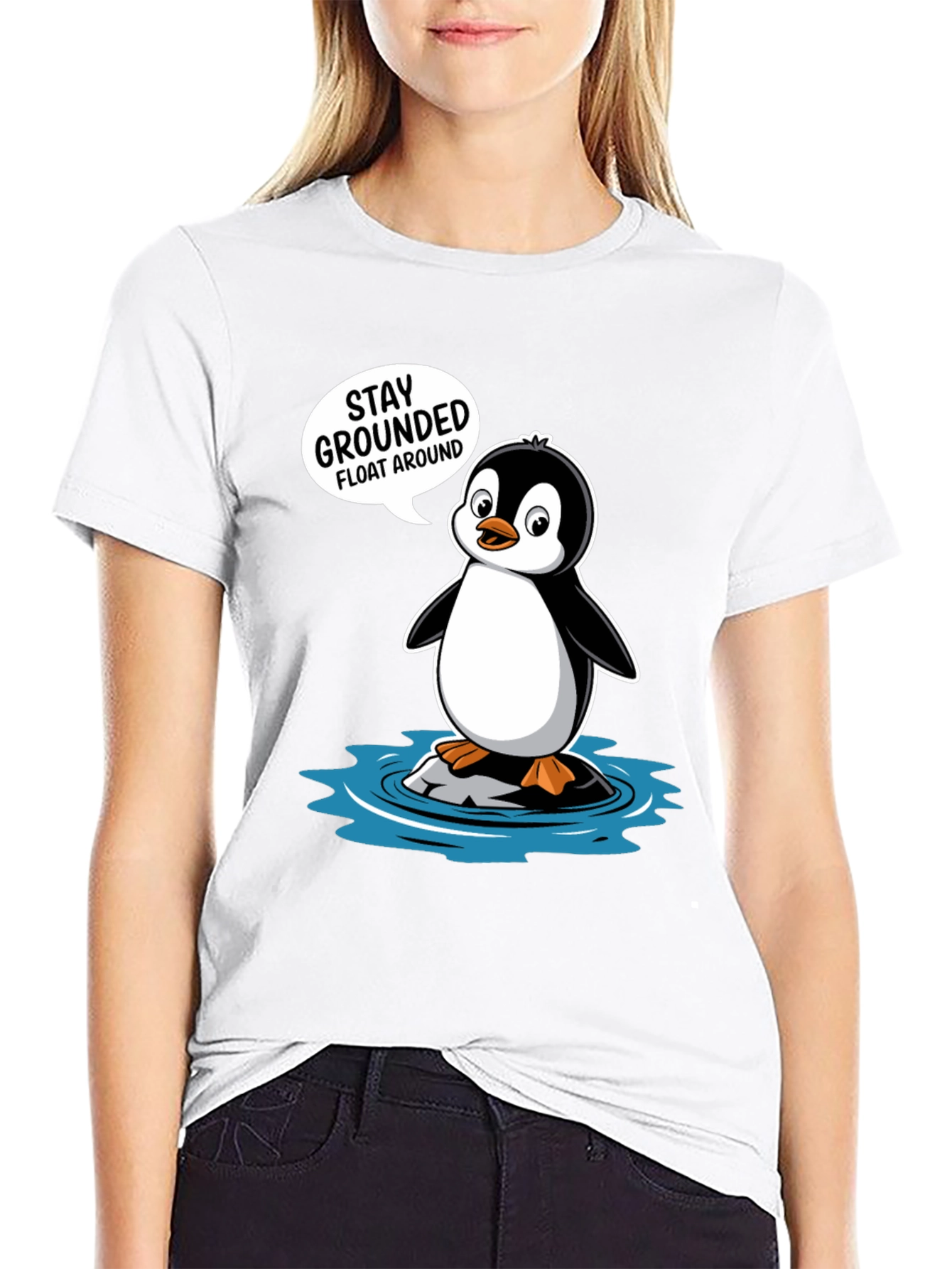 Stay Grounded Penguin Graphic T-Shirt