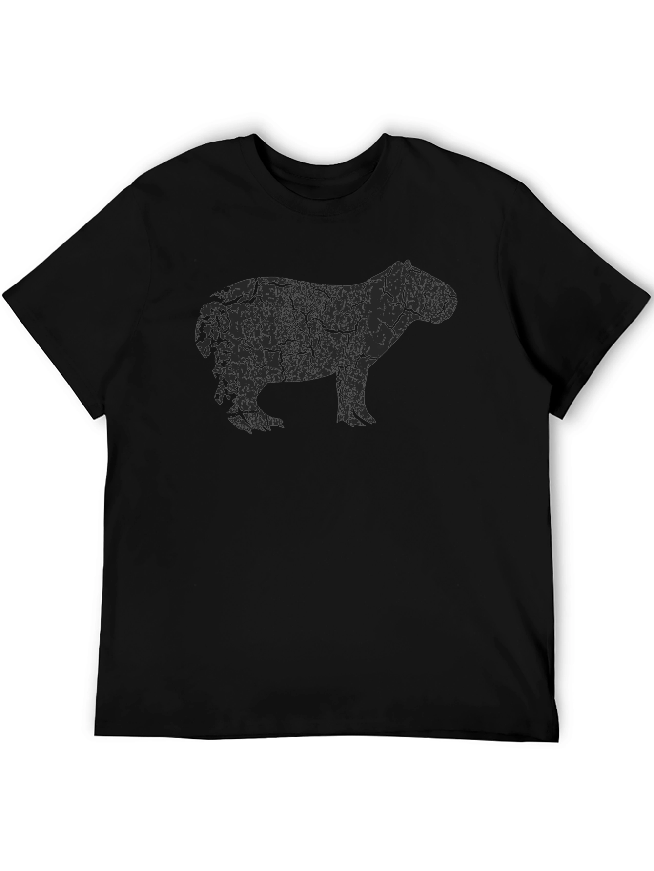 Black Capybara Silhouette Graphic T-Shirt