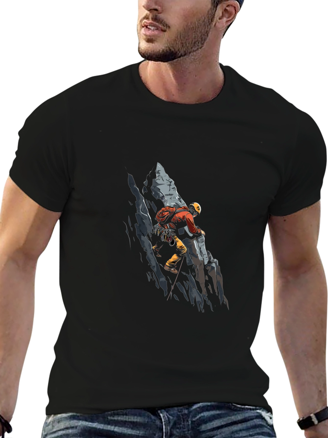 Climber Graphic Tee - Black Cotton T-Shirt