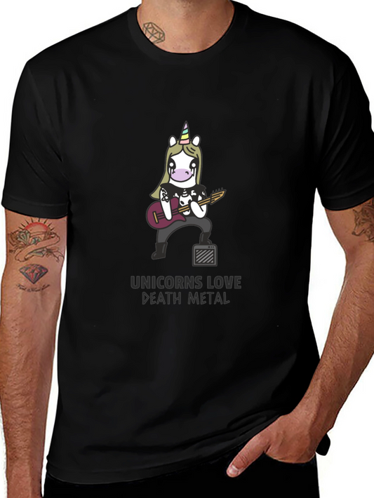 Unicorns Love Death Metal Black T-Shirt