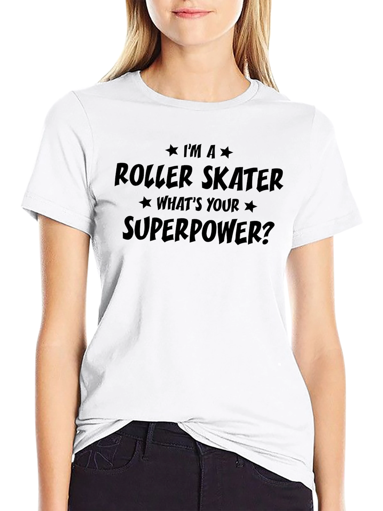 Roller Skater Superpower T-Shirt - Black Cotton Tee