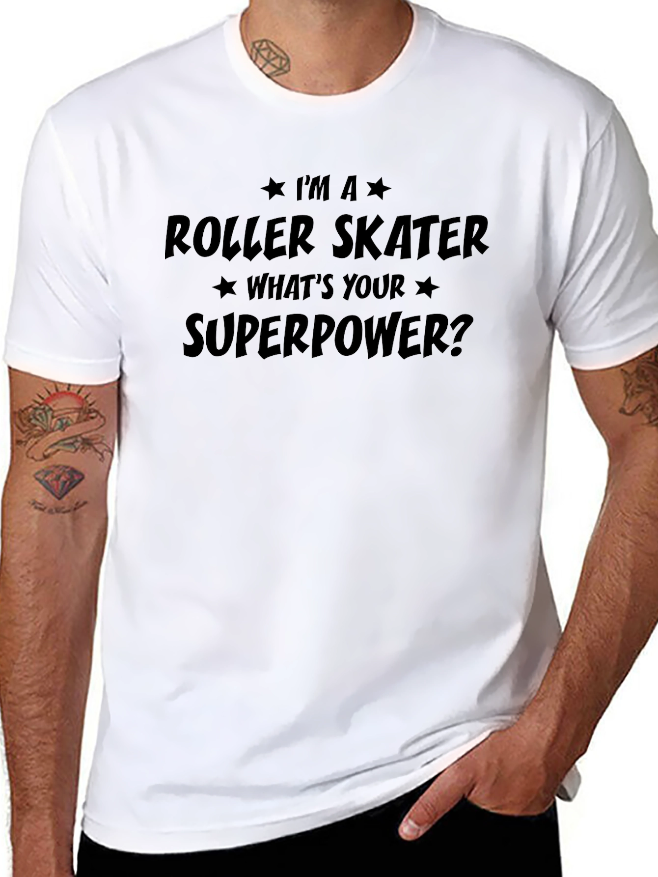 Roller Skater Superpower T-Shirt - Black Cotton Tee