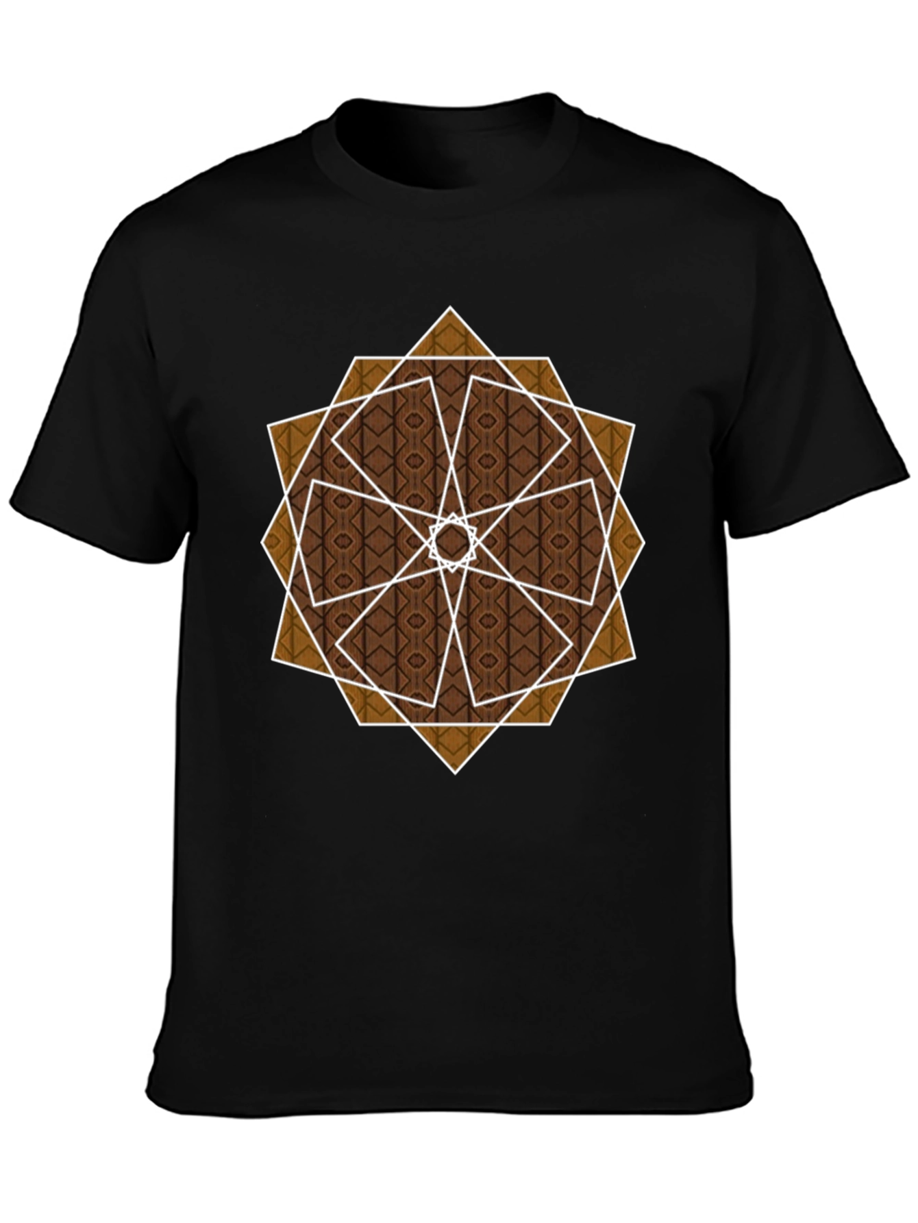 Geometric Pattern Graphic Tee - Stylish Mens Black T-Shirt