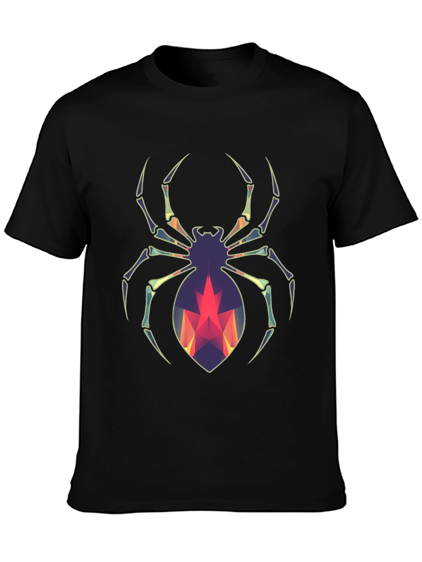 Geometric Spider Graphic Tee - Modern Halloween Style