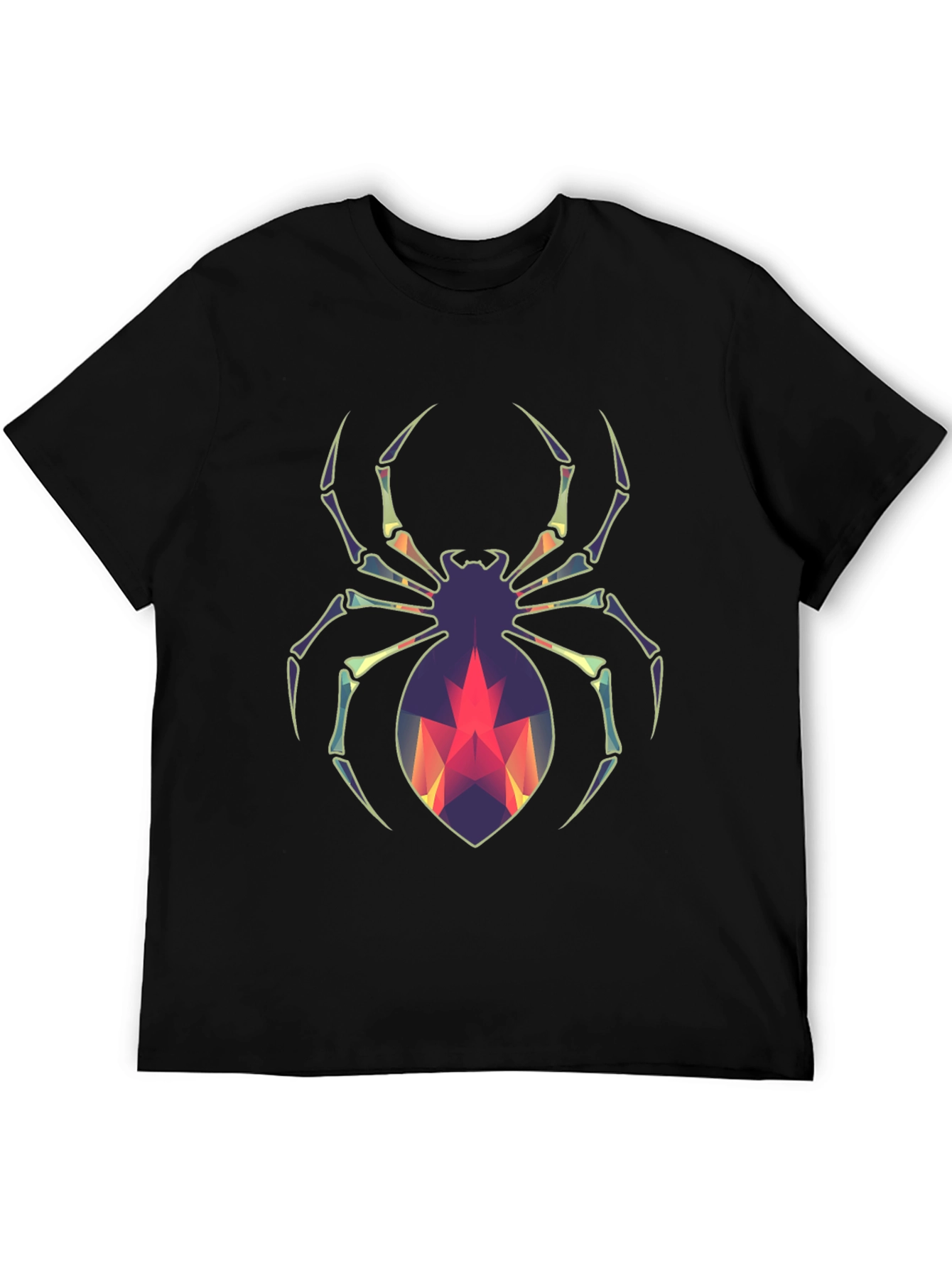 Geometric Spider Graphic Tee - Modern Halloween Style