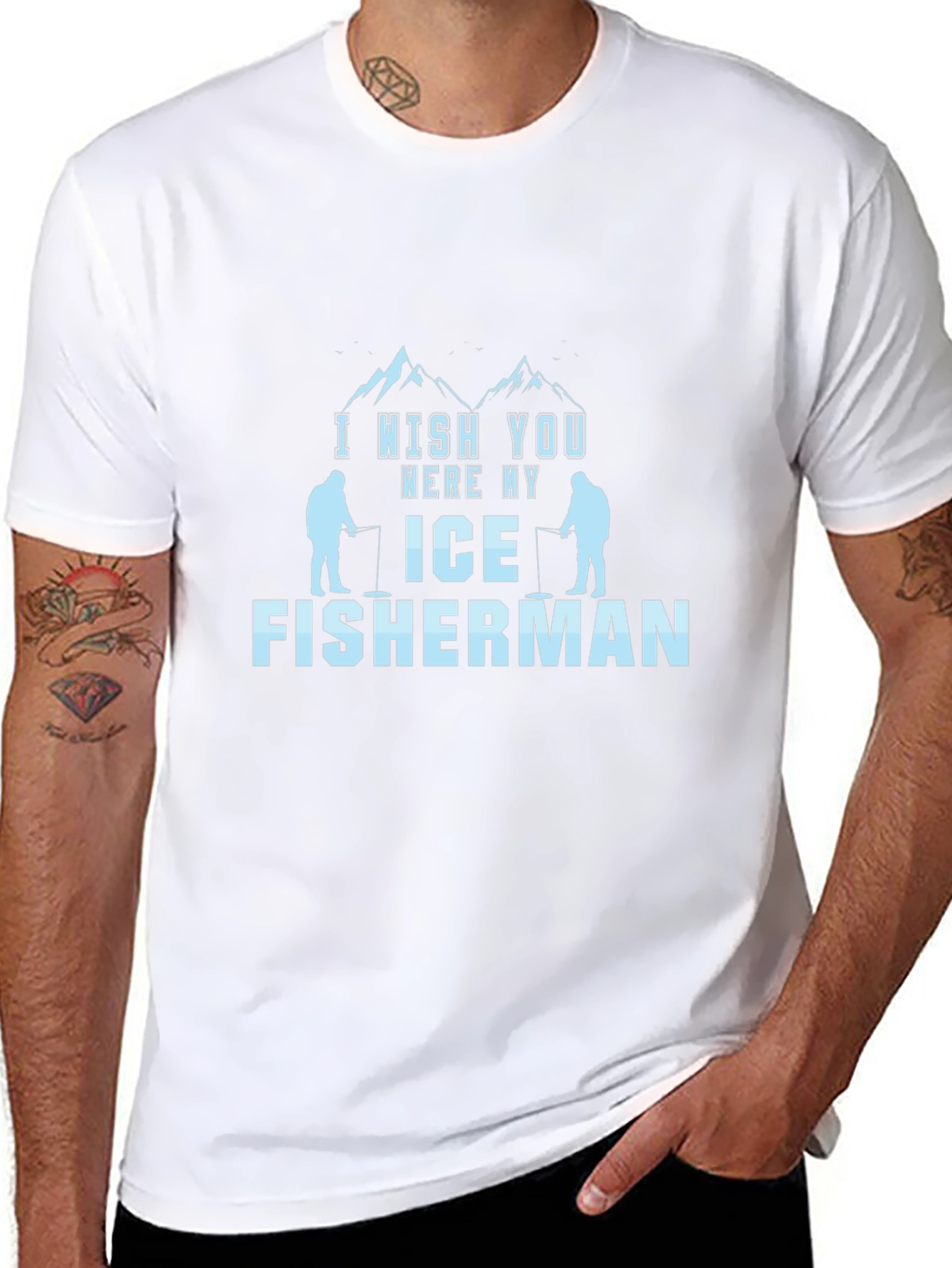 I Wish You Were My Ice Fisherman Black T-Shirt