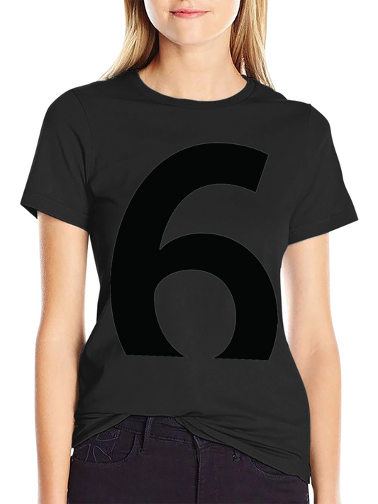 Mens Black T-Shirt with Large Number Six Graphic