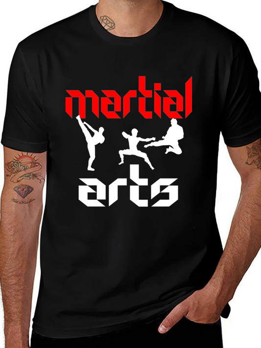 Martial Arts Graphic Tee - Black Cotton T-Shirt