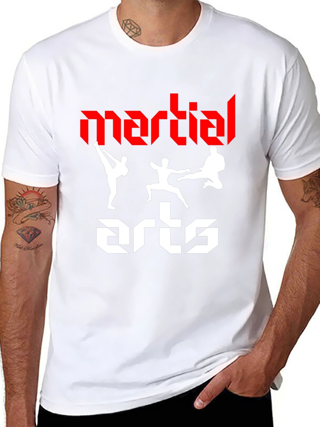 Martial Arts Graphic Tee - Black Cotton T-Shirt