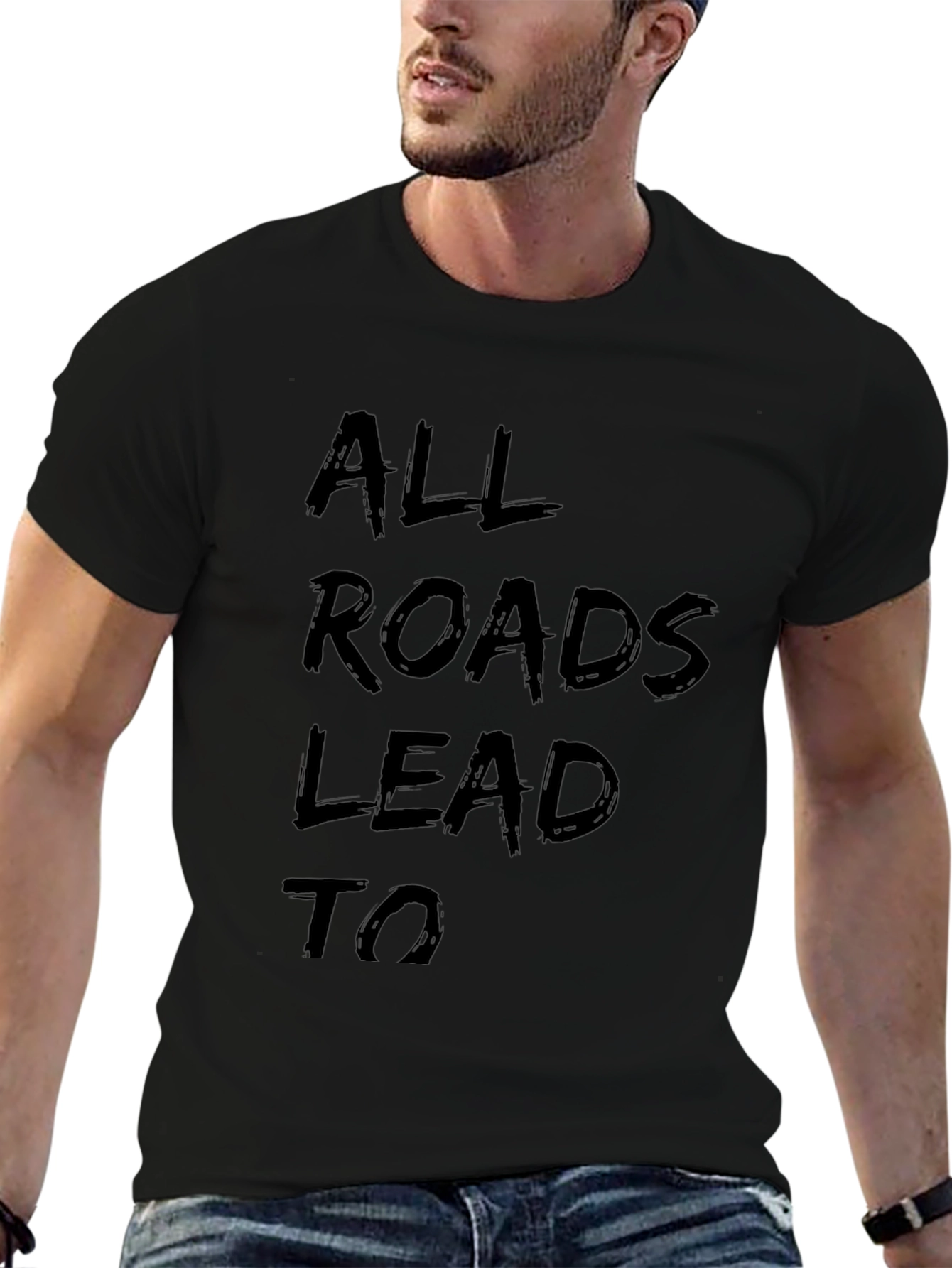 All Roads Lead To Graphic Black T-Shirt