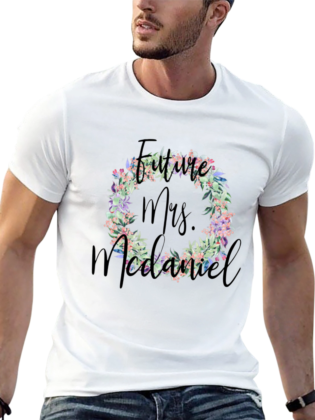 Future Mrs. McDaniel Floral Wreath T-Shirt