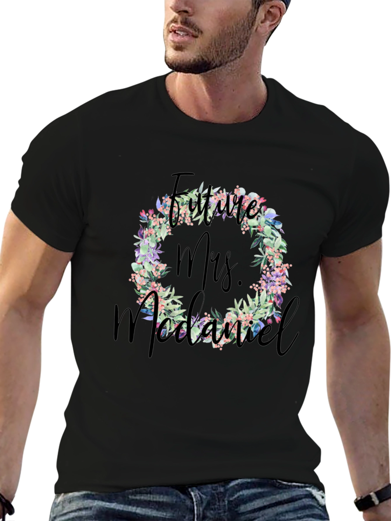 Future Mrs. McDaniel Floral Wreath T-Shirt