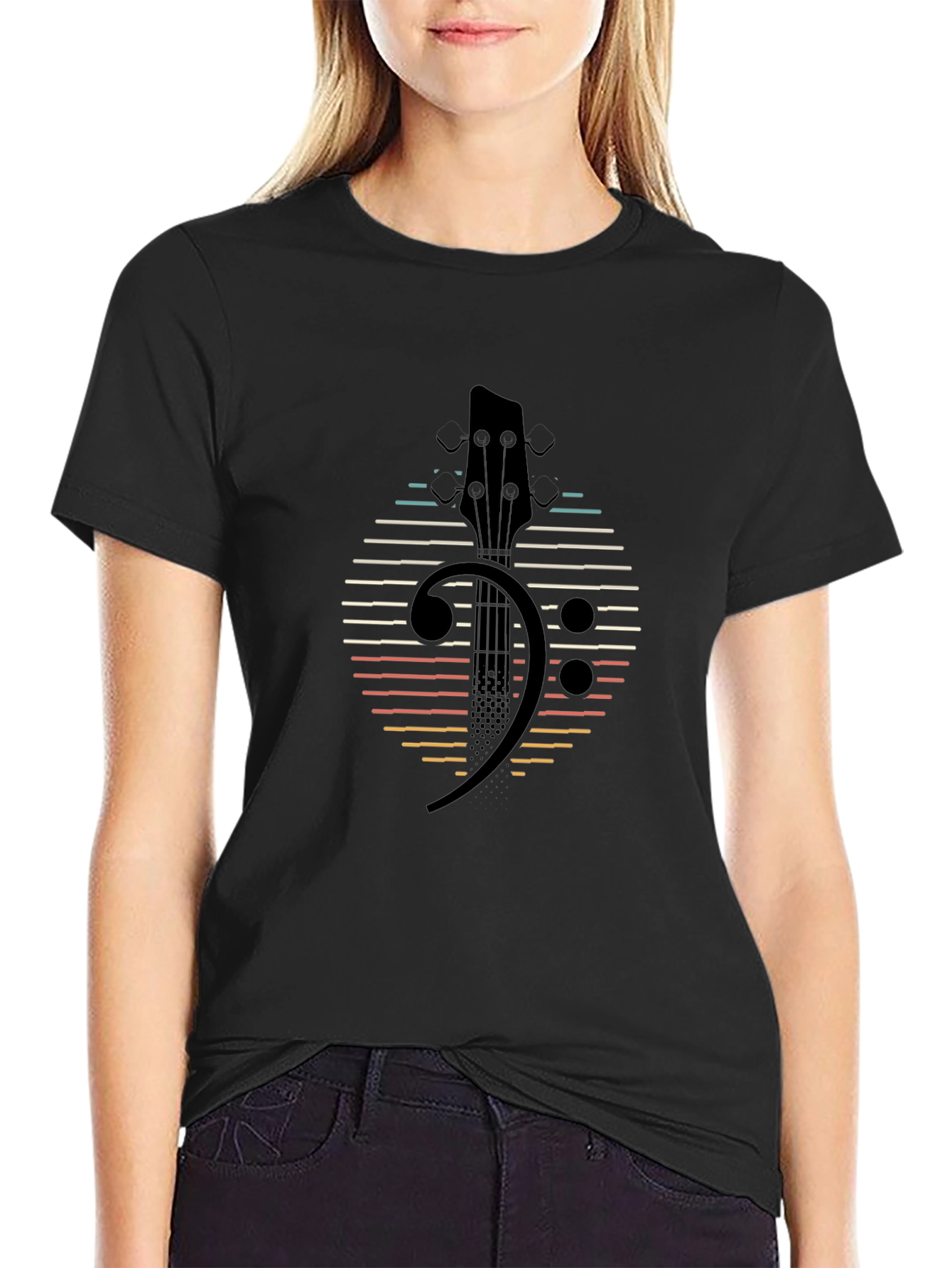 Bass Clef Guitar Retro Style T-Shirt