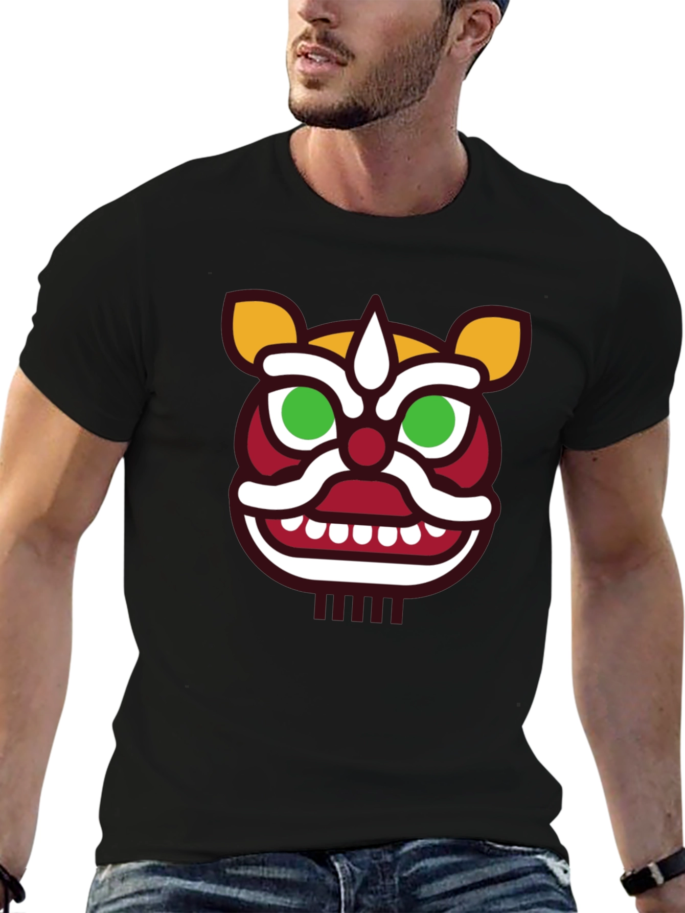 Lion Dance Graphic Tee - Mens Black T-Shirt