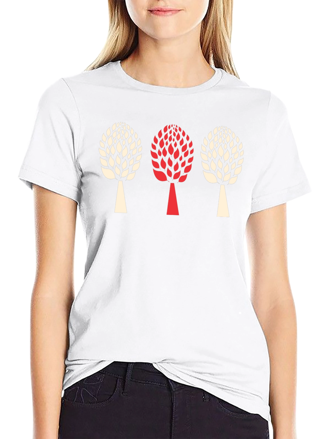 Trendy Three Tree Graphic Black T-Shirt