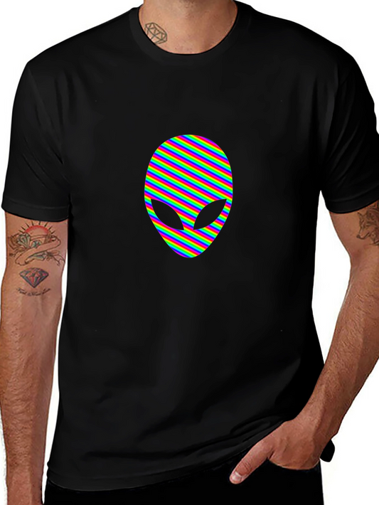 Rainbow Alien Head Graphic Tee - Black