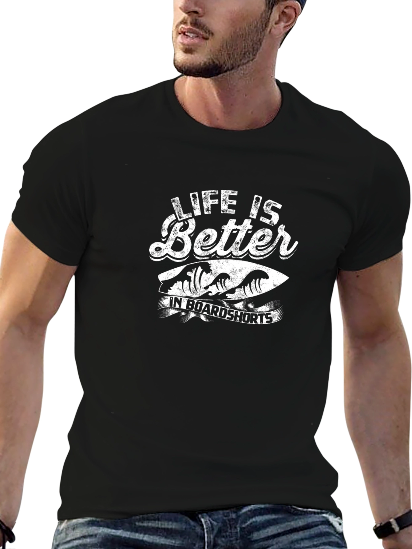 Life is Better in Boardshorts Black T-Shirt