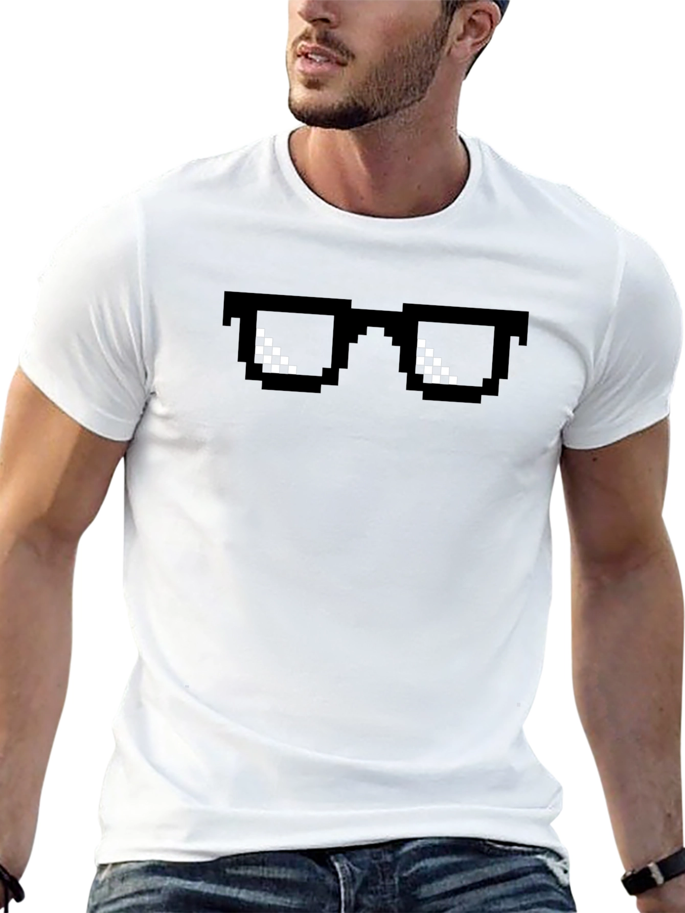 Deal With It Pixel Sunglasses Graphic Tee - Black