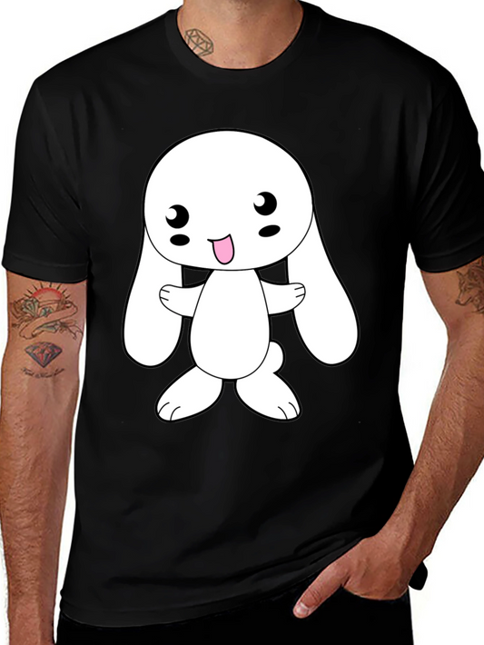 Cute Cartoon Bunny Black T-Shirt