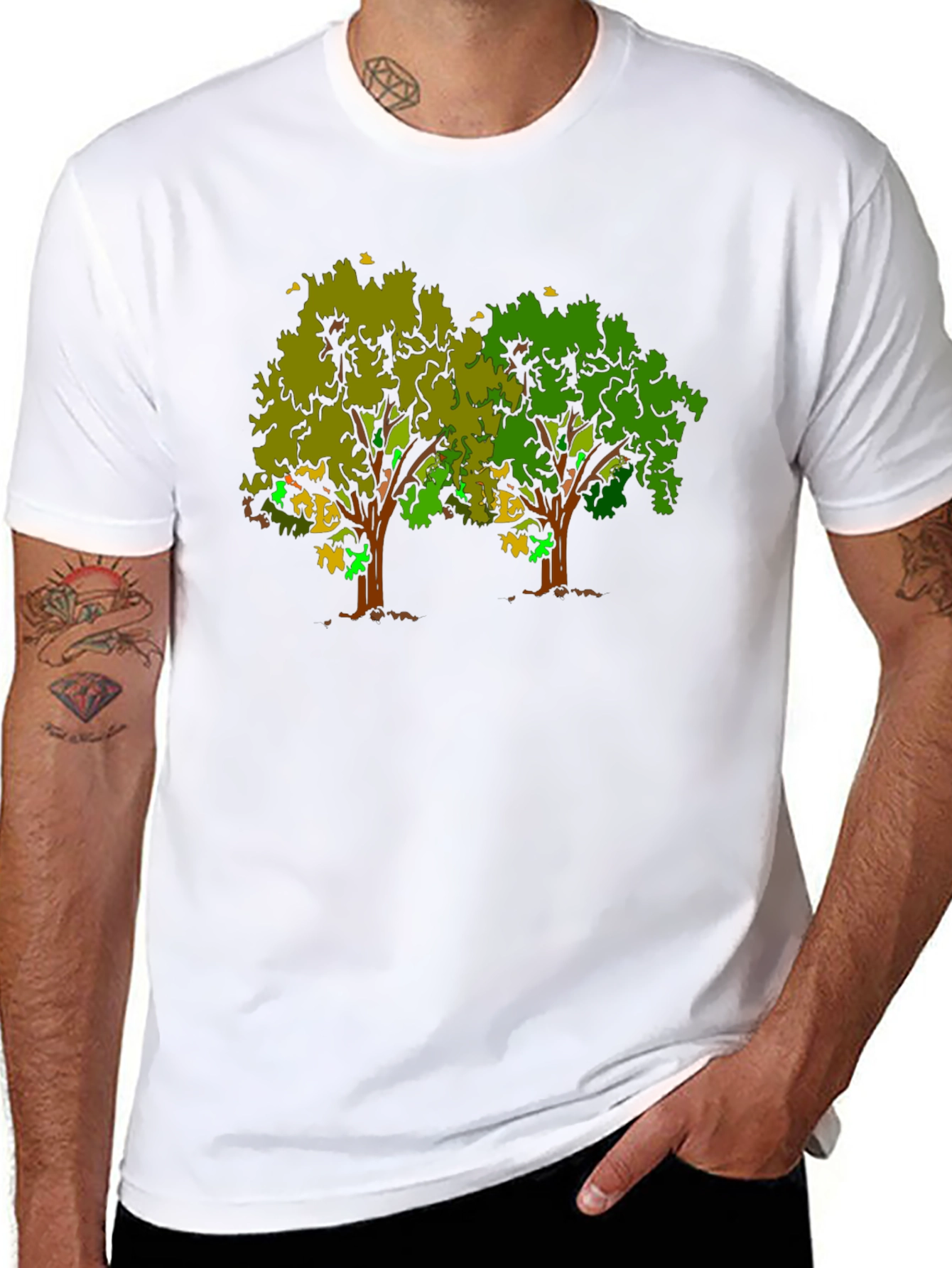 Unique Tree Graphic Black T-Shirt