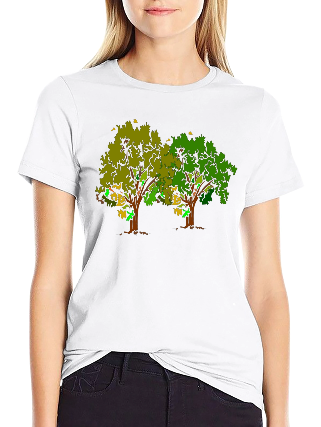 Unique Tree Graphic Black T-Shirt