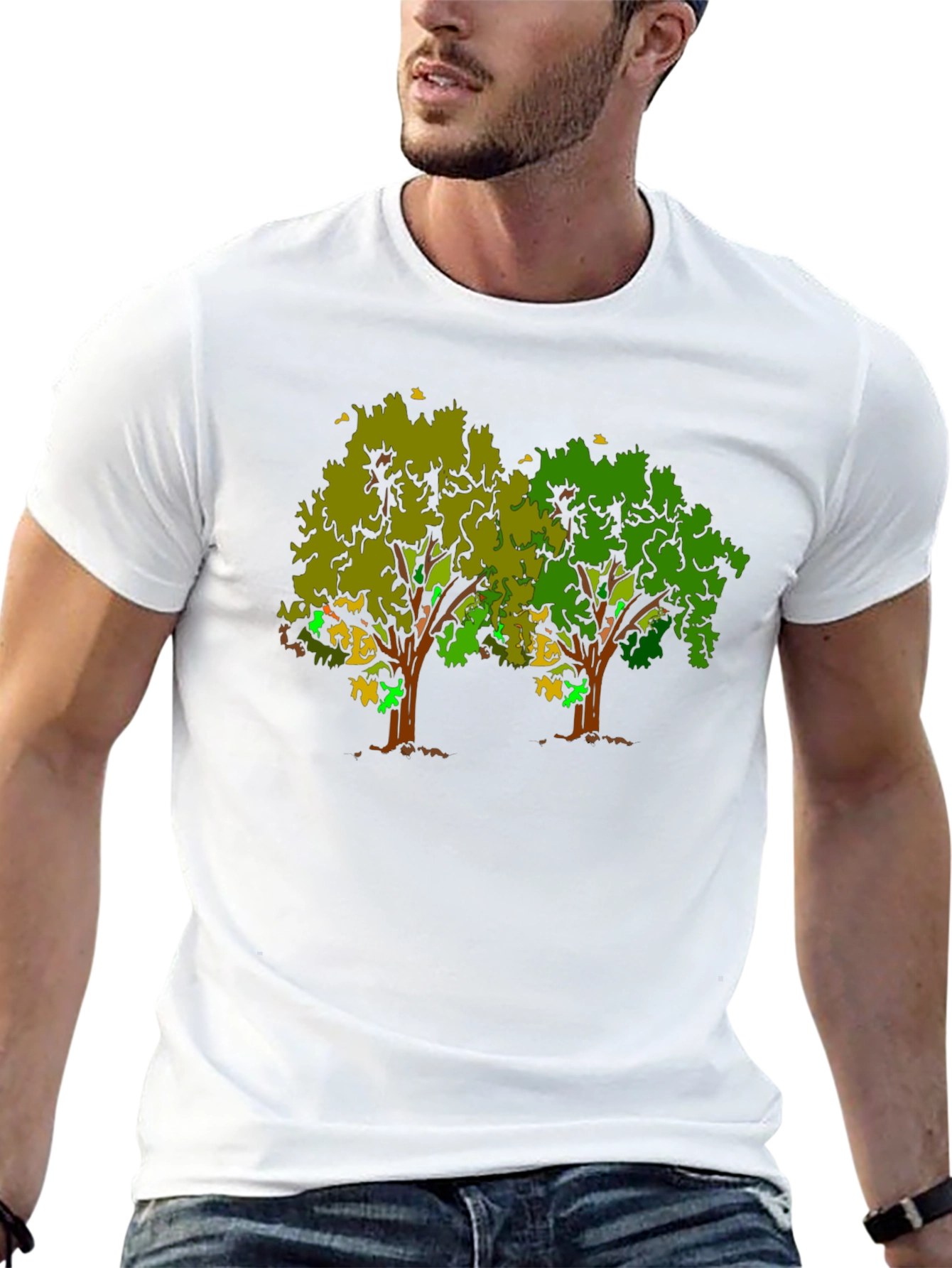 Unique Tree Graphic Black T-Shirt