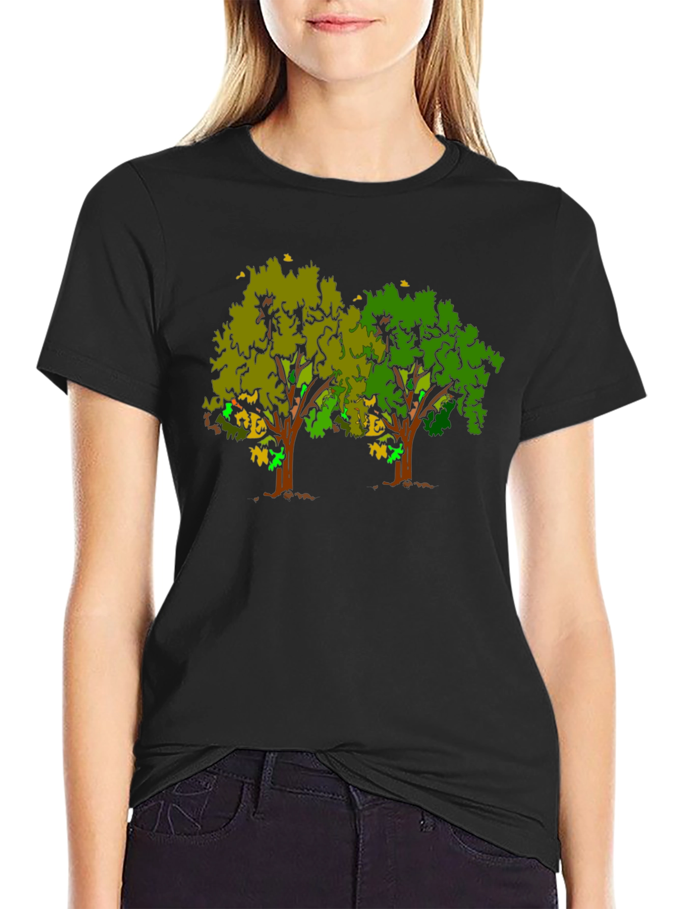 Unique Tree Graphic Black T-Shirt