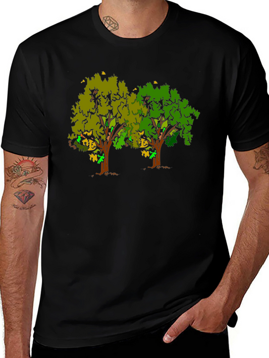 Unique Tree Graphic Black T-Shirt