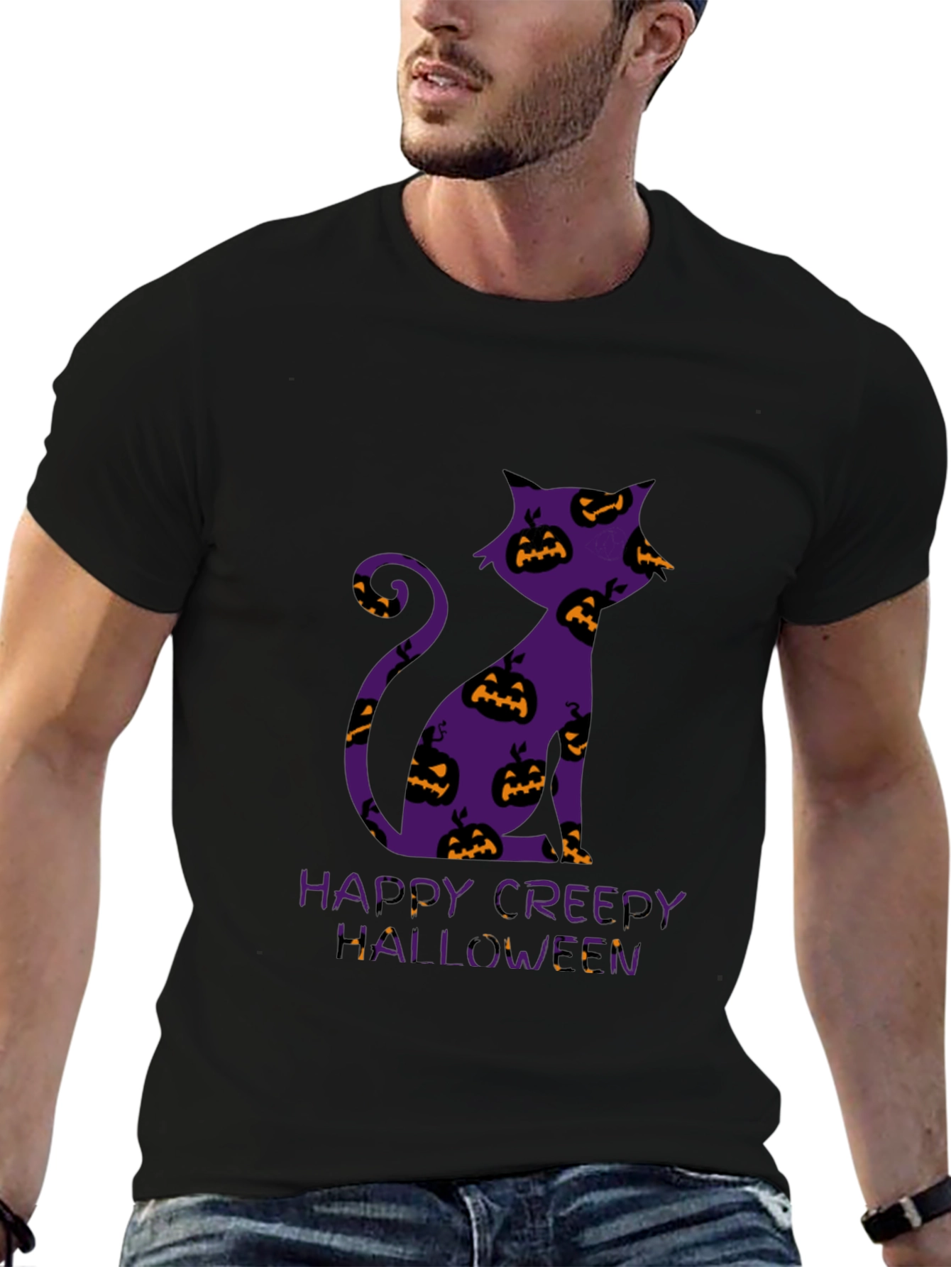 Halloween Cat T-Shirt - Happy Creepy Halloween