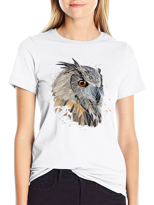 Geometric Owl Graphic Black T-Shirt
