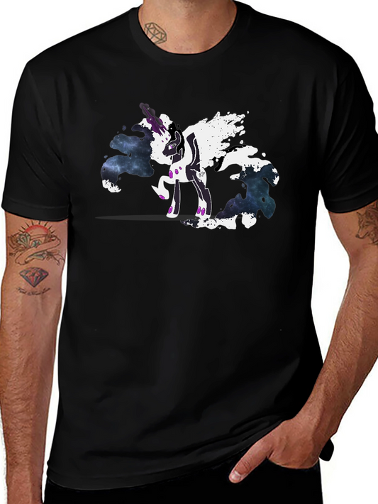 Galaxy Unicorn Graphic Tee - Black Cotton T-Shirt