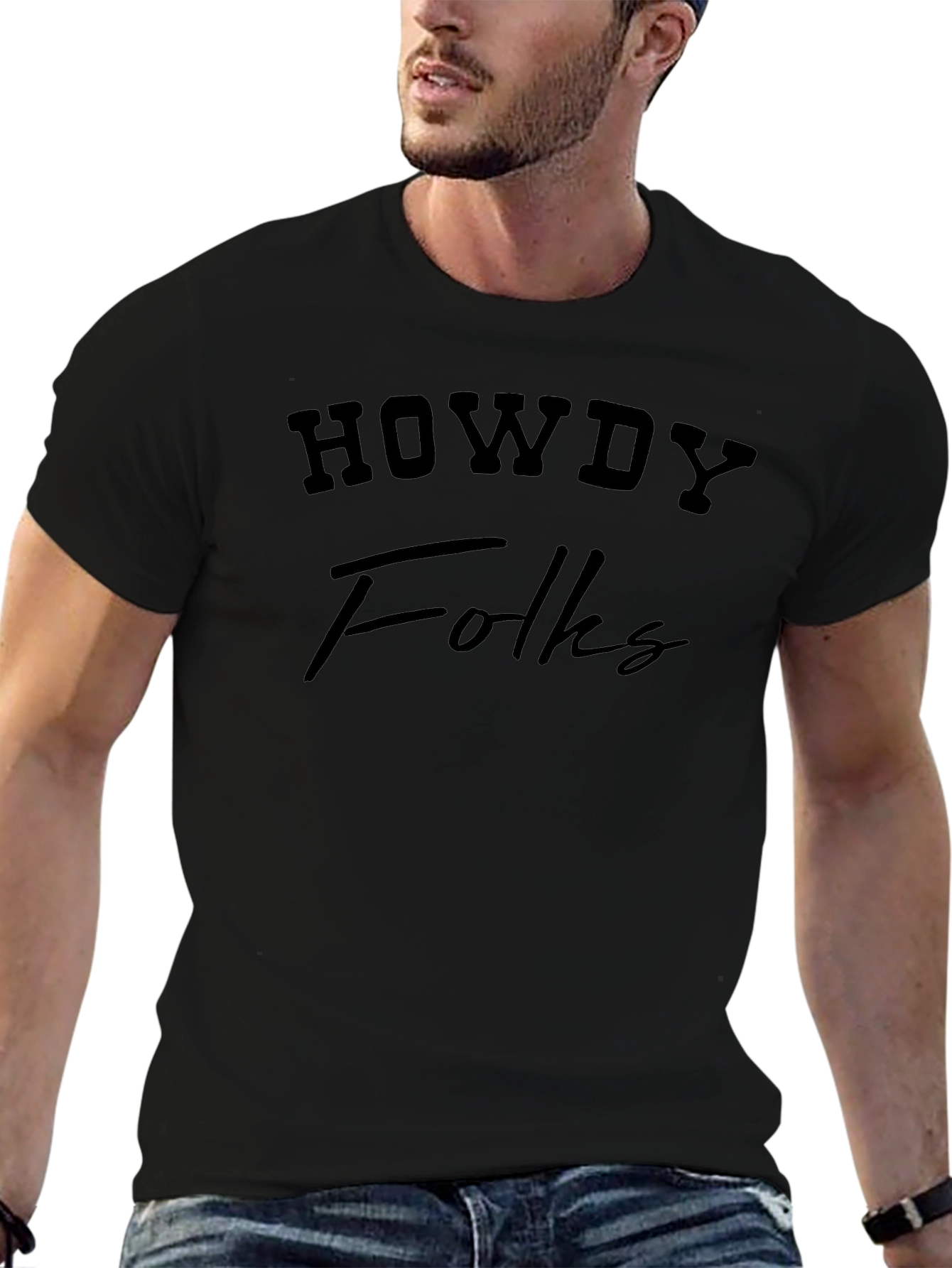 Howdy Folks Black Graphic Tee
