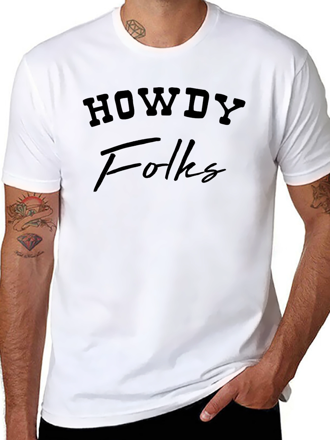 Howdy Folks Black Graphic Tee