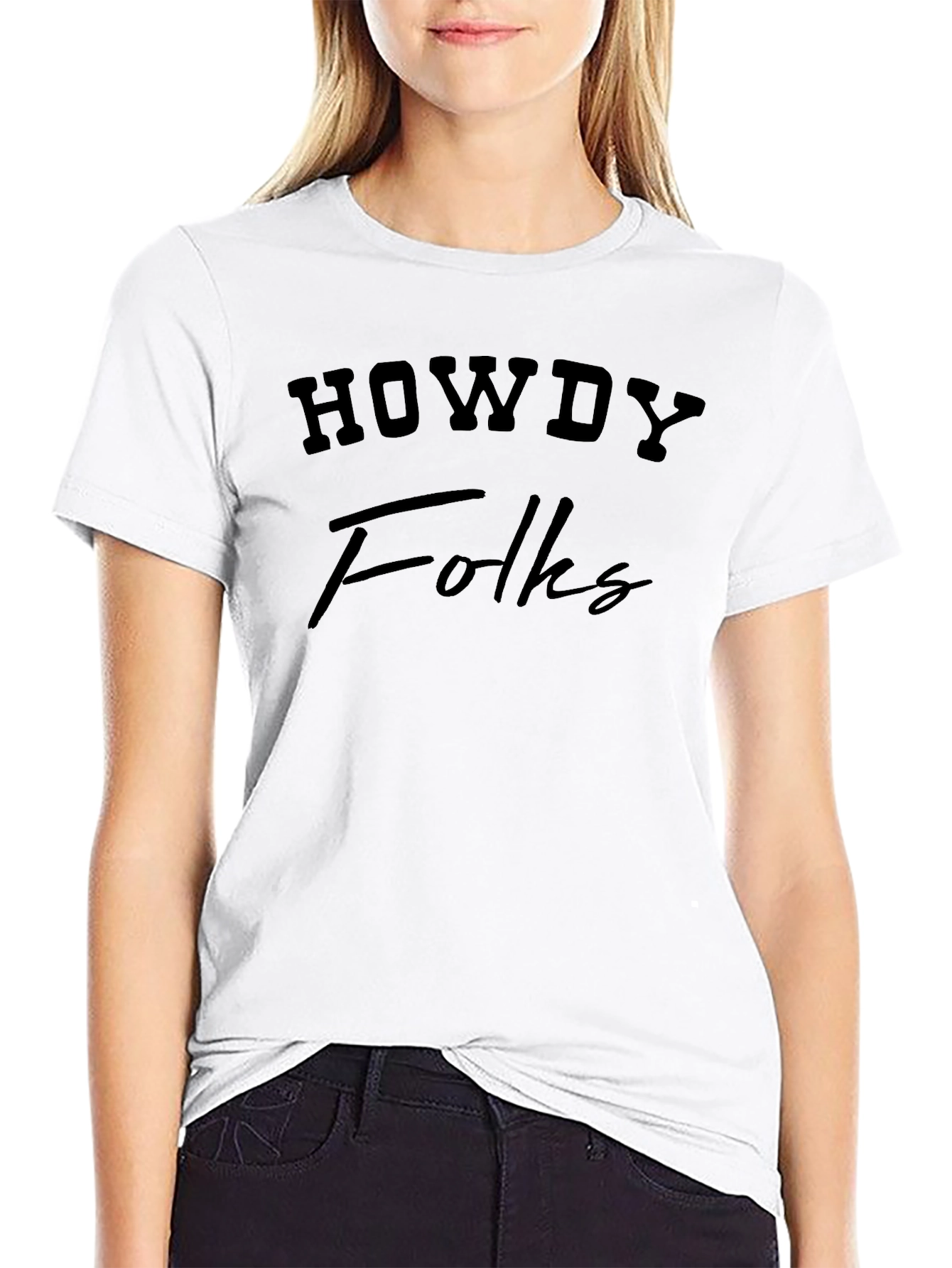 Howdy Folks Black Graphic Tee