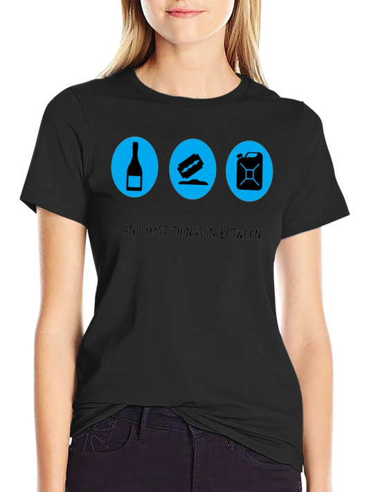 Humorous Graphic Tee: Booze Blades and Fuel