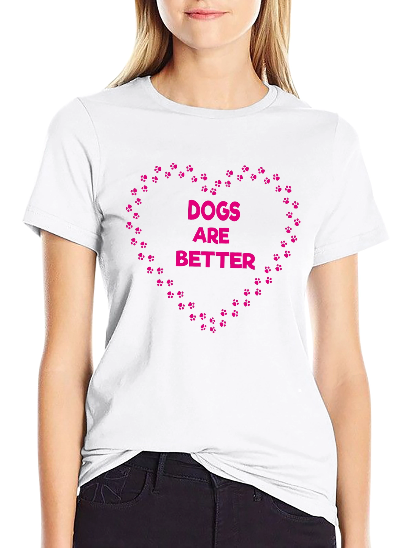 Dogs Are Better Graphic Tee - Heart Paw Prints