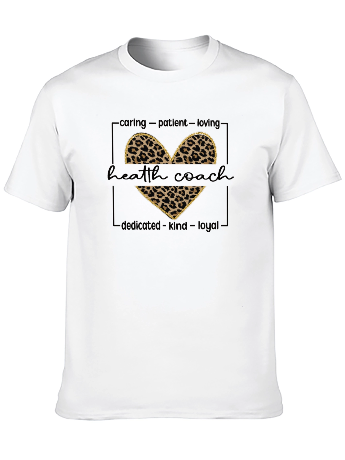Health Coach Leopard Print Heart Graphic Tee