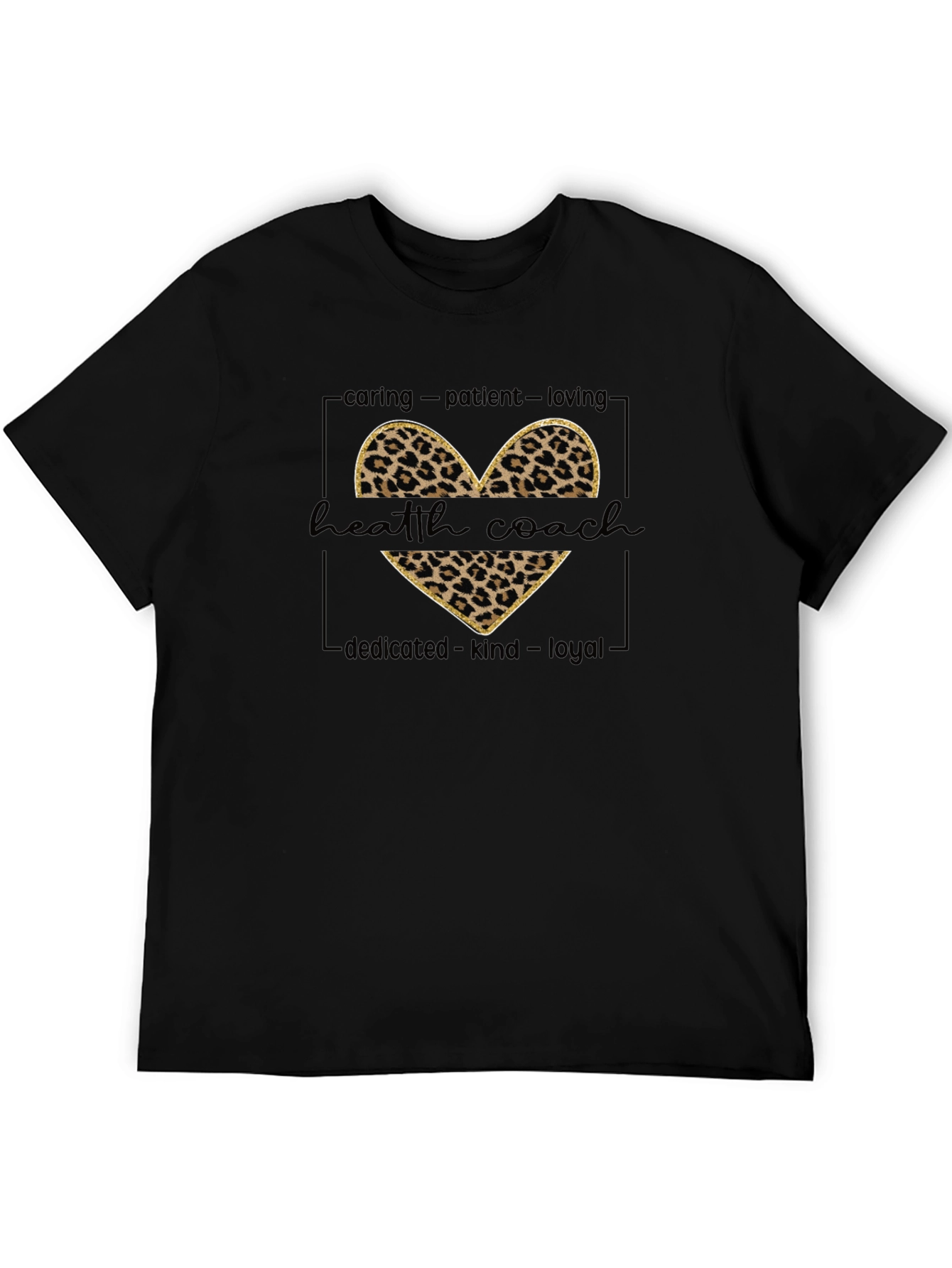 Health Coach Leopard Print Heart Graphic Tee