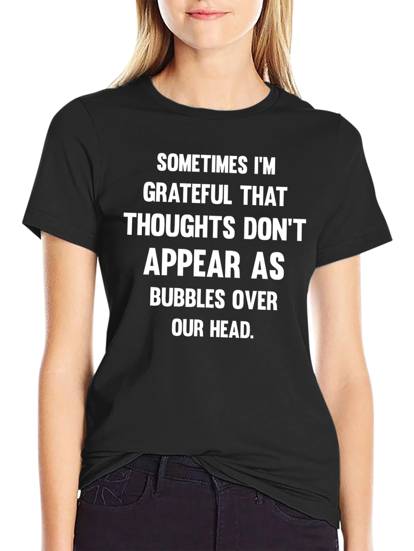 Grateful Thoughts Graphic Tee - Black Cotton T-Shirt