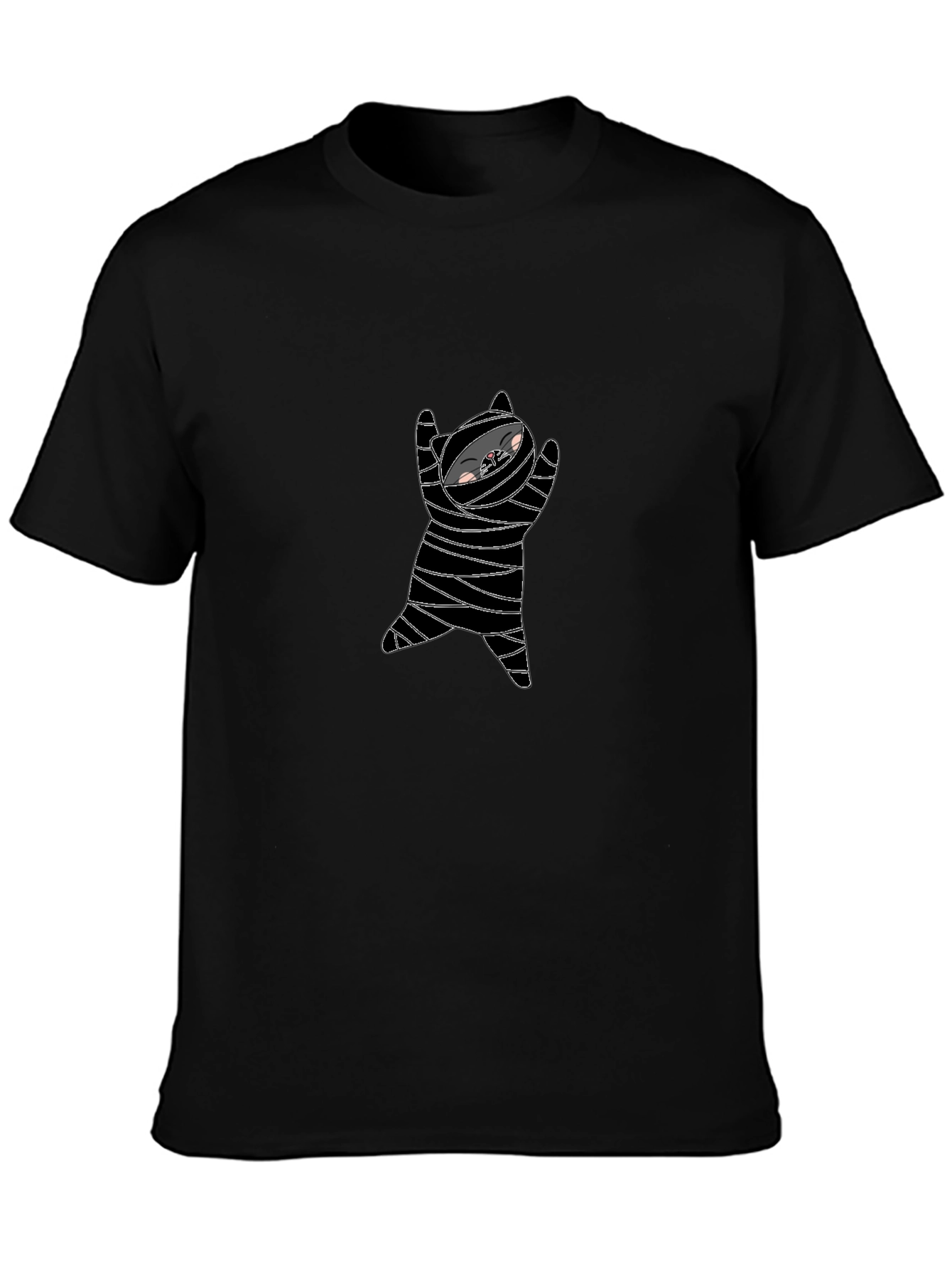 Mummy Cat Graphic Tee - Black Cotton Blend